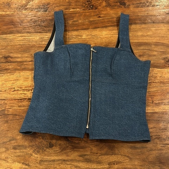 Rag & Bone Paula Zip-Front Denim Tank Top Vintage Bloo SzM - Picture 3 of 8